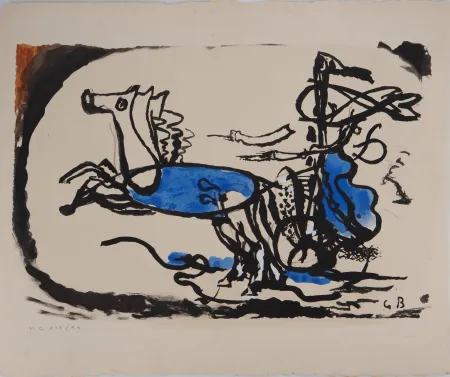 石版画 Braque - Le Char grec