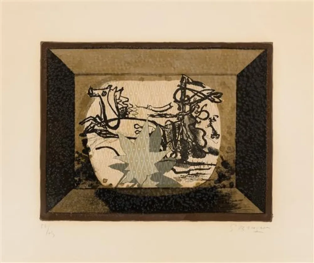 石版画 Braque - Le Char (The Chariot III)