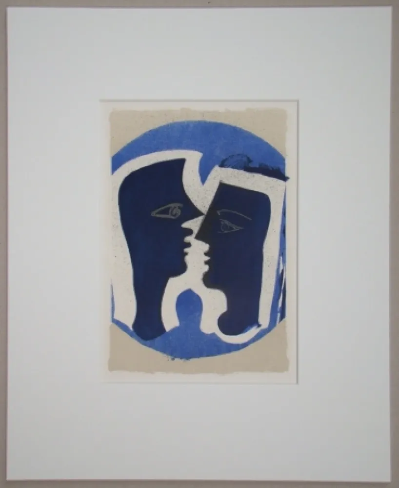 石版画 Braque - Le Couple - Lettera Amorosa
