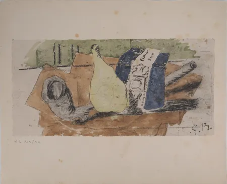 石版画 Braque - Le paquet de bleu