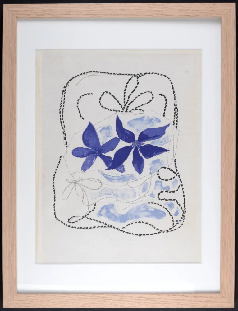 石版画 Braque - Les Deux iris, 1963 - Framed