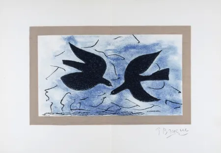 石版画 Braque - Les deux Oiseaux, 1966