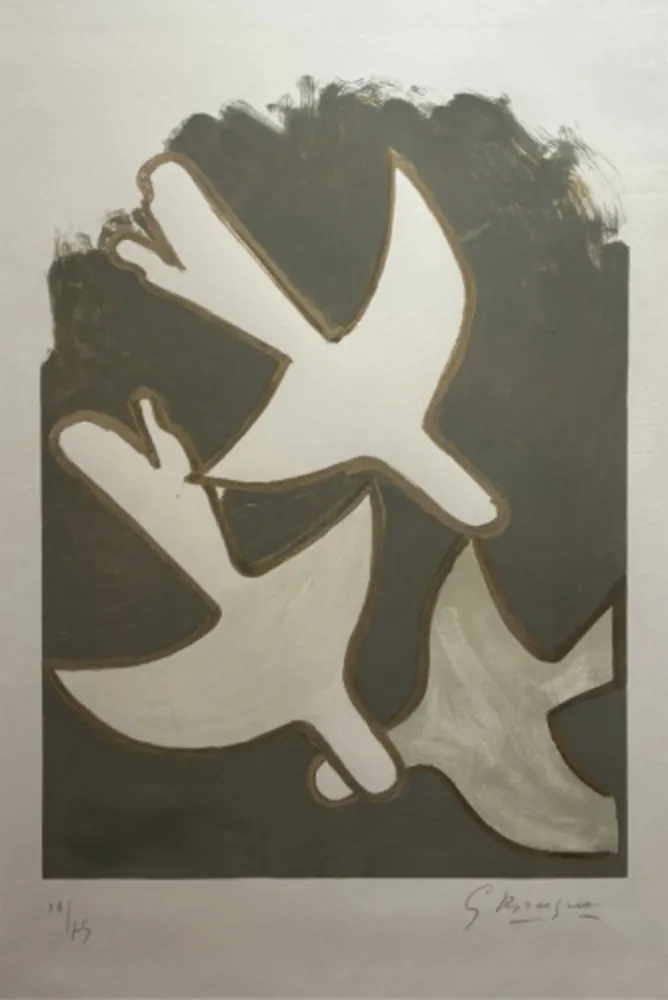 石版画 Braque - Les Oiseaux Blancs