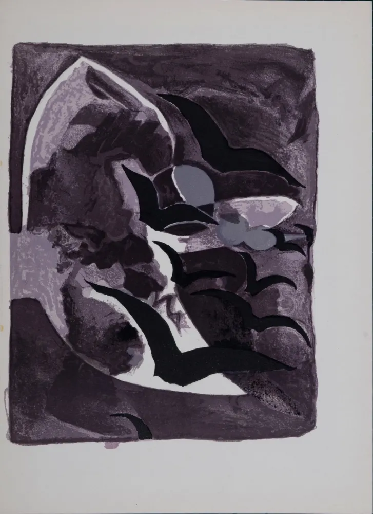 石版画 Braque - Les oiseaux de nuit, 1964