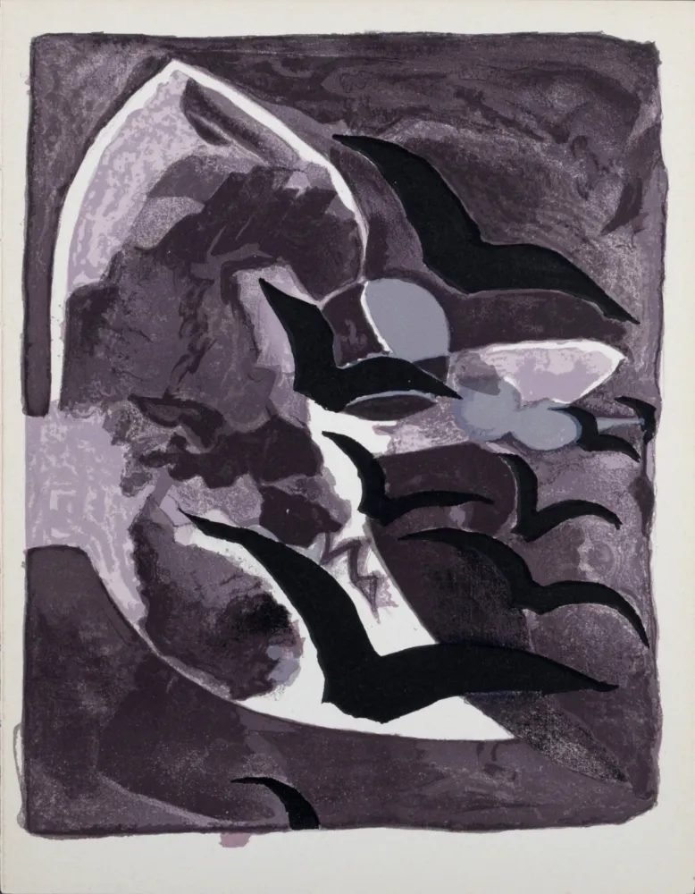 石版画 Braque - Les Oiseaux de nuit, 1964.
