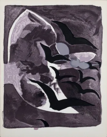 石版画 Braque - Les Oiseaux de nuit, 1964.