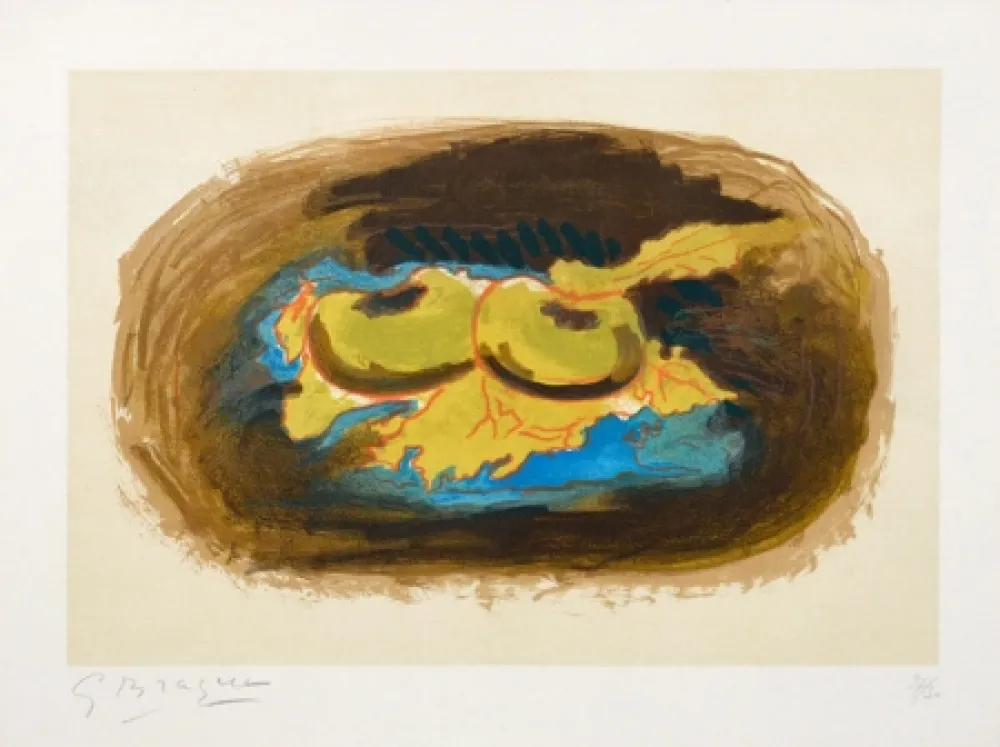 石版画 Braque - Les Pommes et Feuilles (Apples and Leaves), 1958