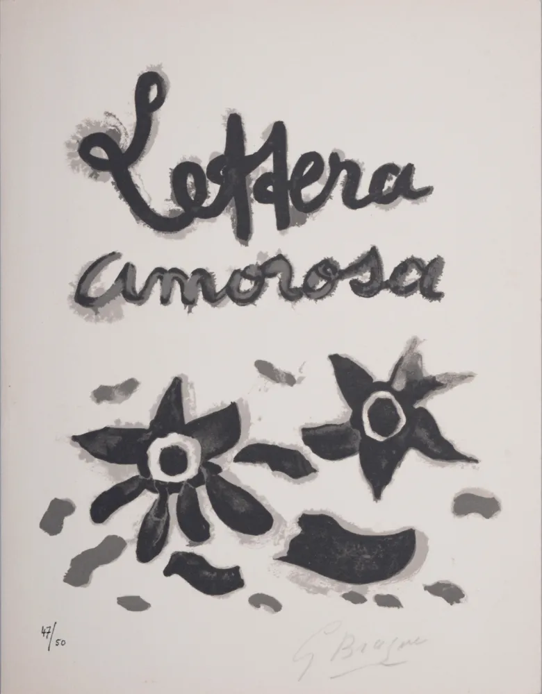 石版画 Braque - Lettera Amorosa, 1963 - Original lithograph cover (Hand-signed!)