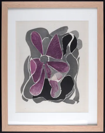 石版画 Braque - L'Iris, 1963 - Framed