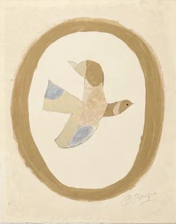 石版画 Braque - L'oiseau des sables