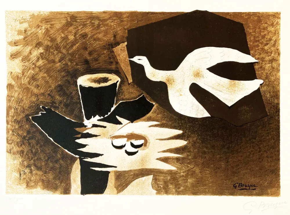 石版画 Braque - L'oiseau et son nid 