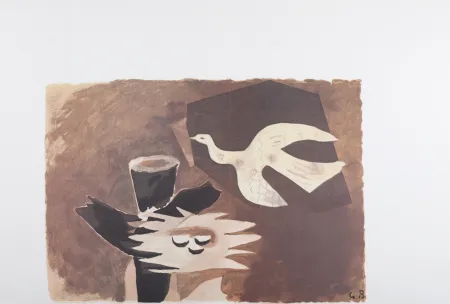 石版画 Braque - L'Oiseau et son nid, 1956