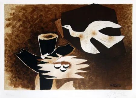 石版画 Braque - L'oiseau et son nid (The Bird and Its Nest)