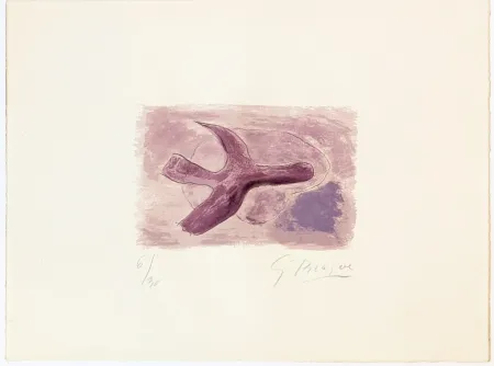 石版画 Braque - L'oiseau mauve 