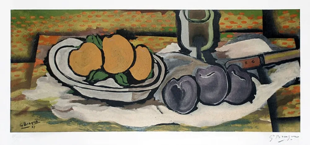 石版画 Braque - Nature morte aux fruits, 1950