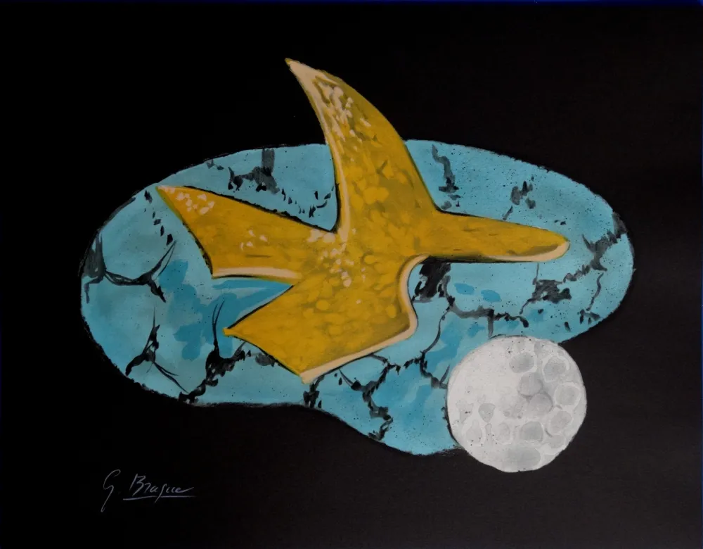 石版画 Braque - Oiseau doré