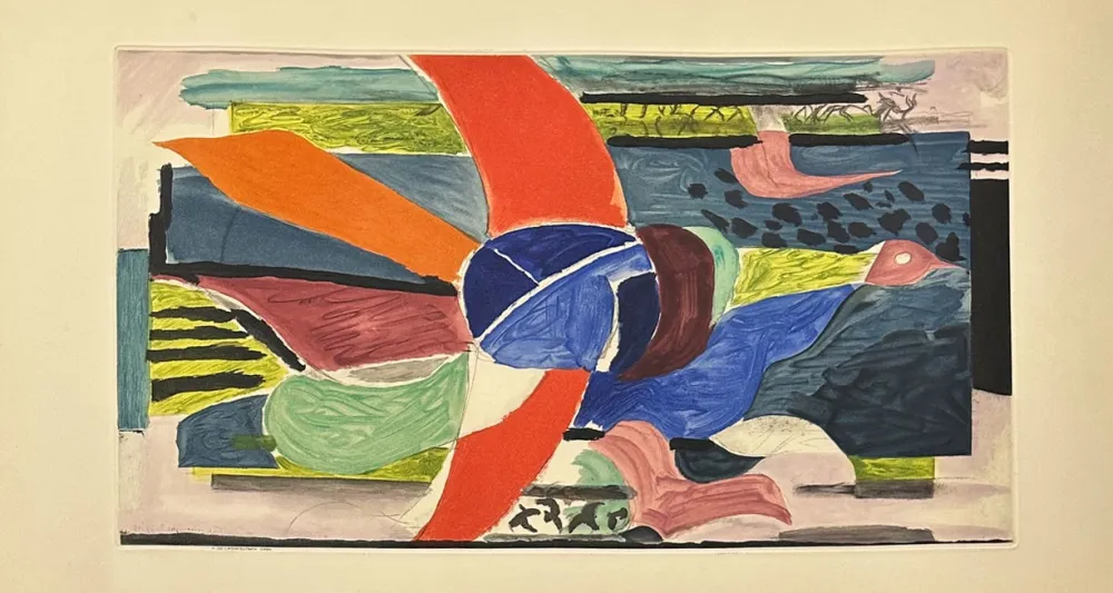 版画 Braque - Oiseau multicolore