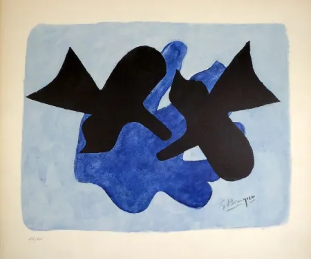 石版画 Braque - Oiseaux