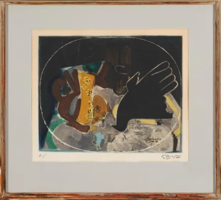蚀刻版画 Braque - Pichet et oiseau