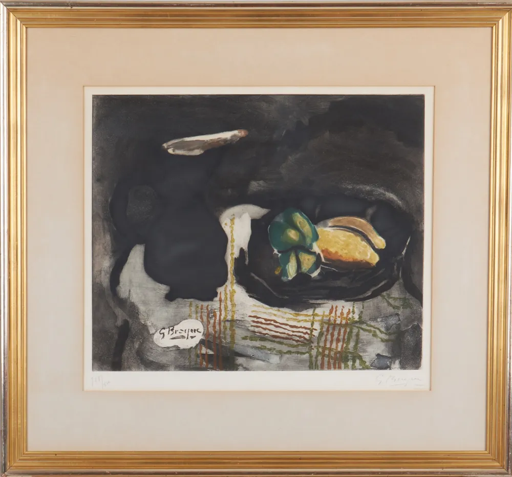 蚀刻飞尘法 Braque - Pichet noir et citrons 