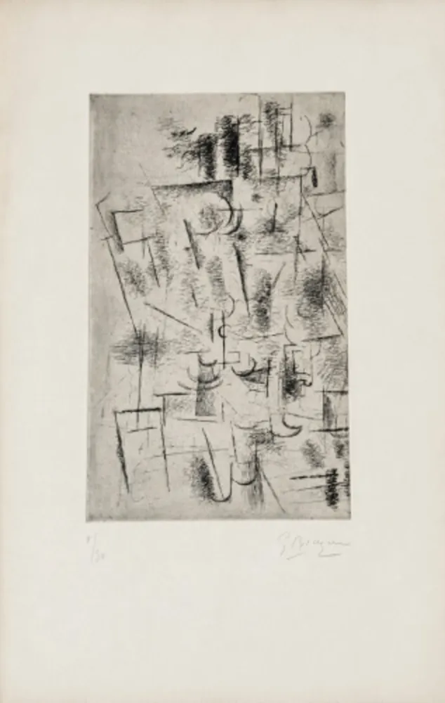 版画 Braque - Still Life with Glass