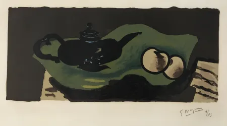 石版画 Braque - Theiere et Pommes (Teapot and Apples)