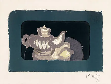 石版画 Braque - Théière grise