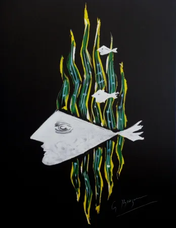 石版画 Braque - Vie sous marine