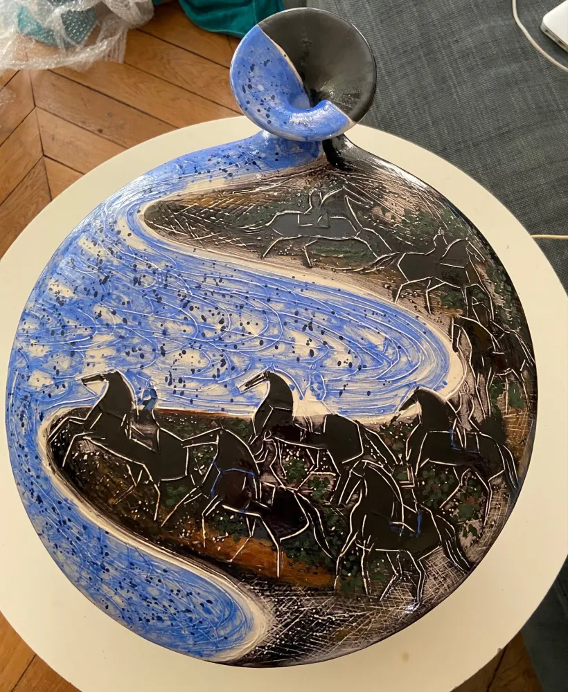 陶瓷 Brasilier - Cavaliers au bord de mer