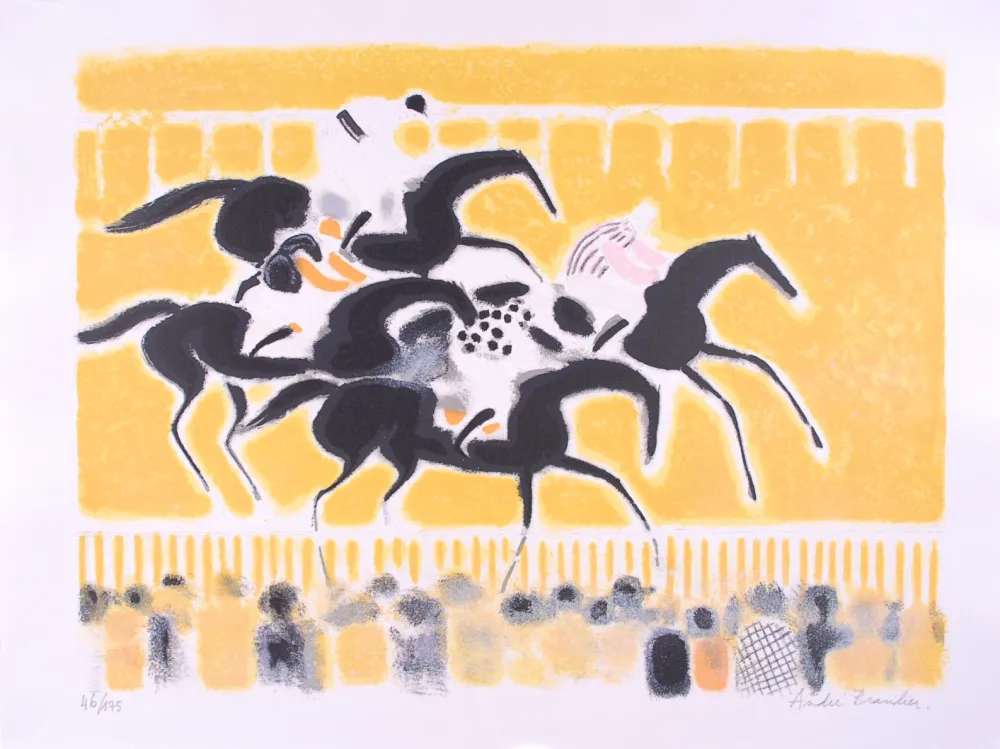 石版画 Brasilier - Courses à Auteuil - Racing at Auteuil