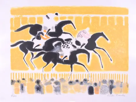 石版画 Brasilier - Courses à Auteuil - Racing at Auteuil