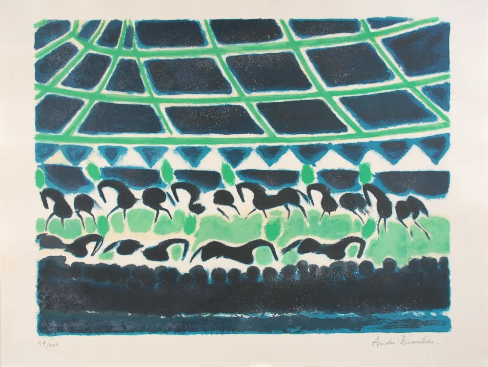 石版画 Brasilier - La Ronde des Chevaux de Cirque - The Round of Circus Horses