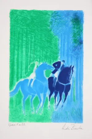 石版画 Brasilier - Les Deux Cavaliers