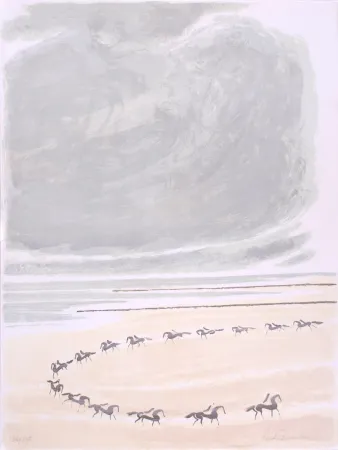 石版画 Brasilier - Plage des Flandres - Flanders Beach