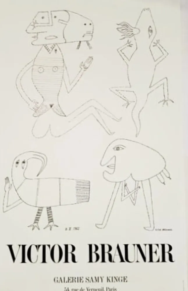 石版画 Brauner - Grande Affiche Galerie Samy Kinge - Lithographie 