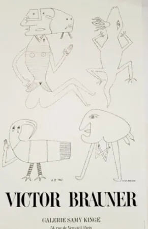 石版画 Brauner - Grande Affiche Galerie Samy Kinge - Lithographie 