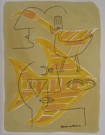 石版画 Brauner - Portrait surréaliste (Traces interstices)