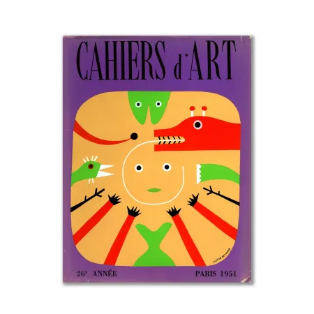 石版画 Brauner - Revue Cahiers d'Art, Cover Original Lithograph by Victor Brauner, Illustr. Picasso, Giacometti, Miro...
