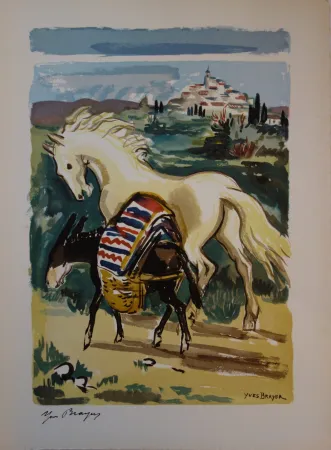 版画 Brayer - Cheval et âne en Provenc