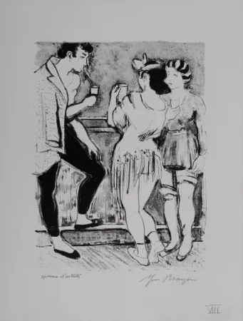 石版画 Brayer - Le bar des artistes #VIII, 1949 - Hand-signed