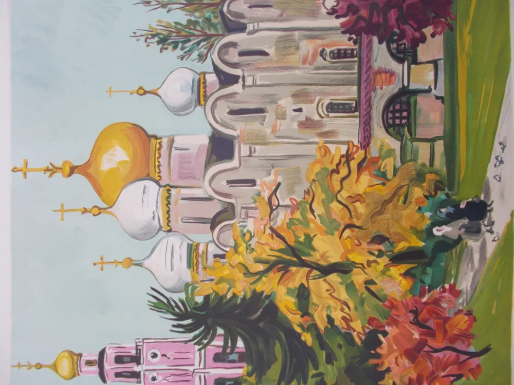 石版画 Brayer - Les jardins du Kremlin