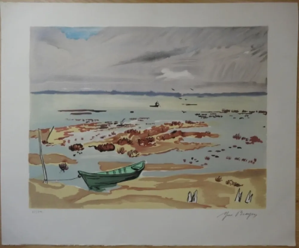 石版画 Brayer - Plage en Bretagne
