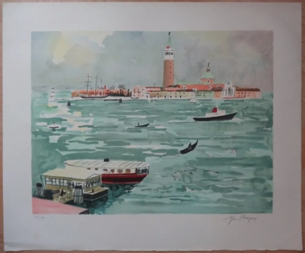 石版画 Brayer - Venise vue de la mer