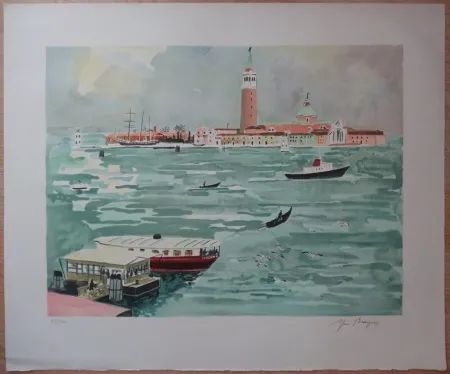 石版画 Brayer - Venise vue de la mer