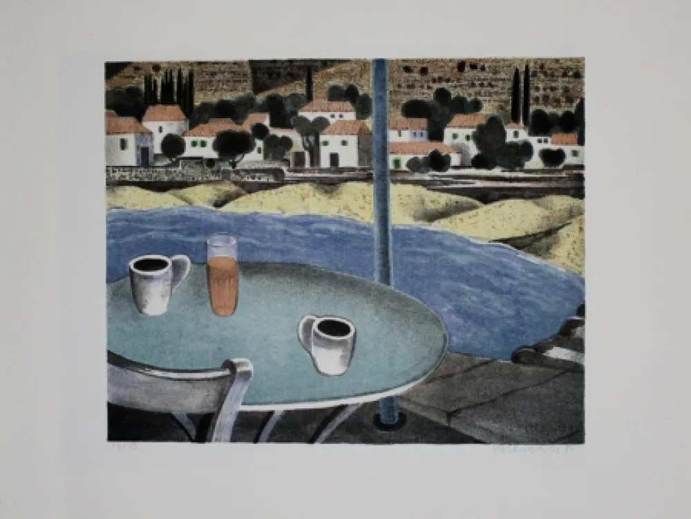 石版画 Breiter - Das Café