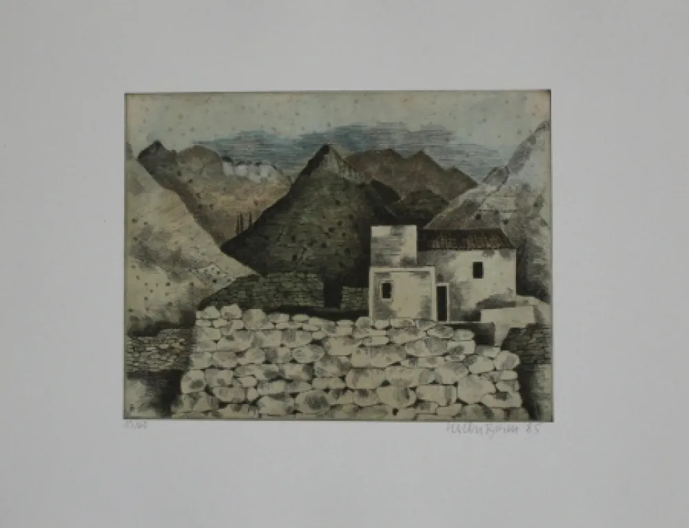 版画 Breiter - Haus in den Bergen / House in the Mountains