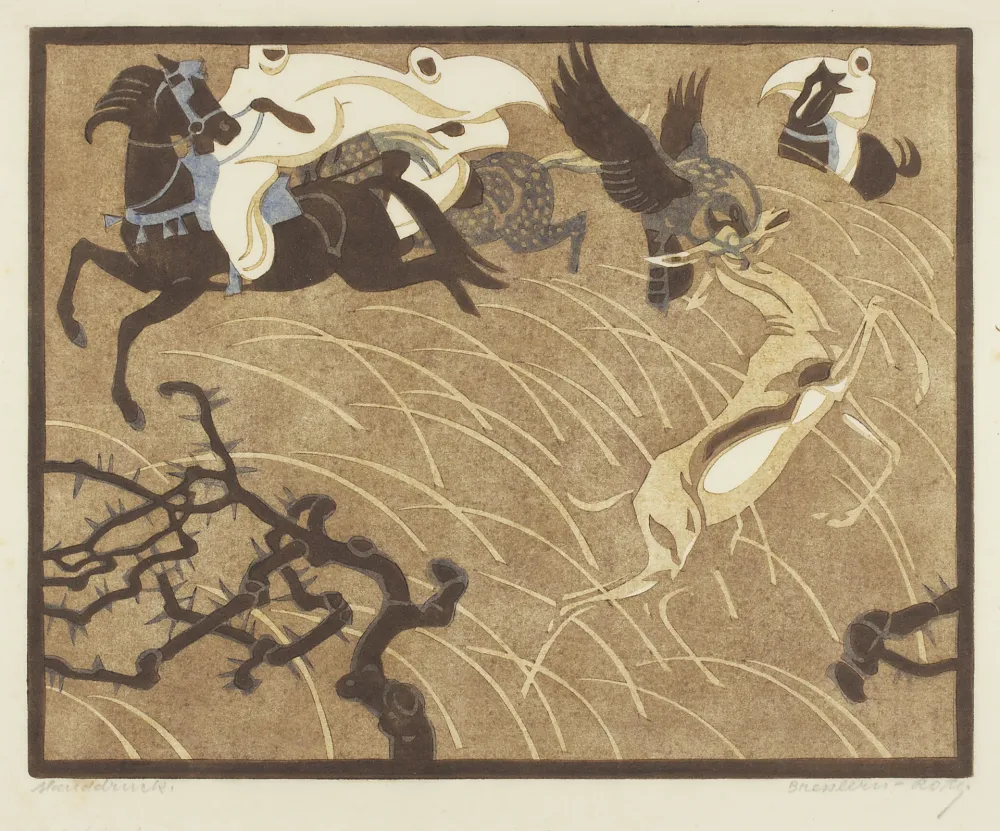 油毡版画 Bresslern-Roth - Die Gazellenjagd (The Gazelle Hunt)
