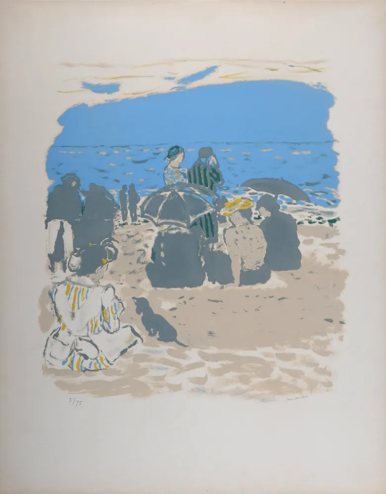 石版画 Brianchon - Am Strand, c. 1955 -  Hand-signed!