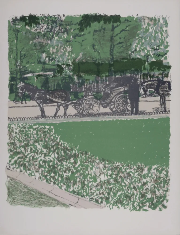 石版画 Brianchon - La Calèche dans le parc, 1962