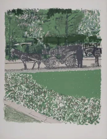 石版画 Brianchon - La Calèche dans le parc, 1962